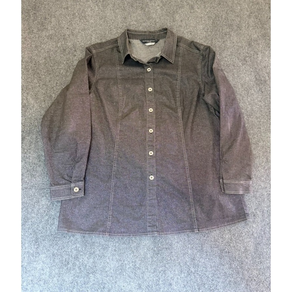 Marina Sport Camicia Marina Rinaldi Black Button Up Shirt Long Sleeve Size 25